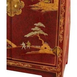 Red Lacquer Landscape Cabinet by Oriental Furniture -Cheap LR Home Store red oriental furniture accent cabinets lcq 38 rc 4f 1000