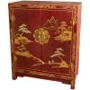 Red Lacquer Landscape Cabinet by Oriental Furniture -Cheap LR Home Store red oriental furniture accent cabinets lcq 38 rc 64 1000