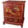 Japanese Landscape Red End Table by Oriental Furniture -Cheap LR Home Store red oriental furniture end side tables lcq etb rc 64 1000