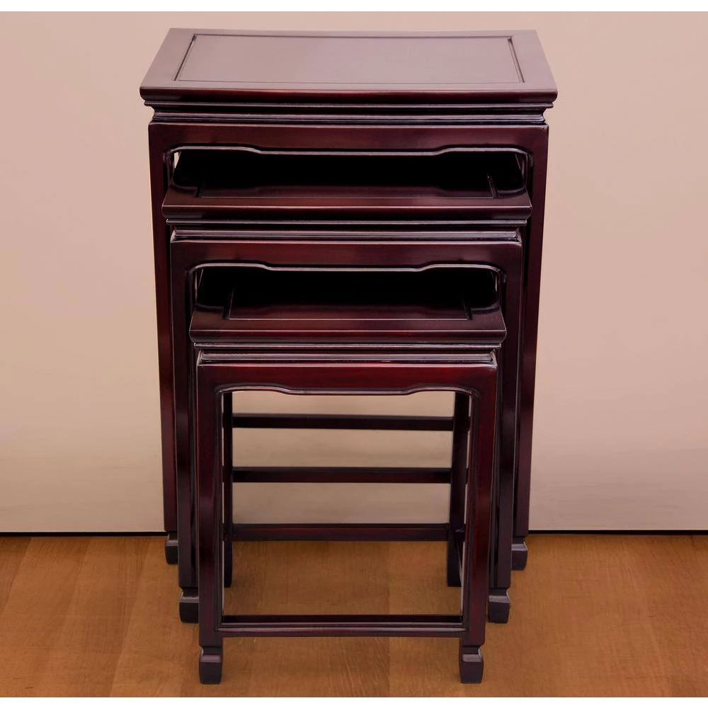 Nesting Red 3-Piece Nesting End Table by Oriental Furniture 4 Nesting Red 3-Piece Nesting End Table by Oriental Furniture - Image 2