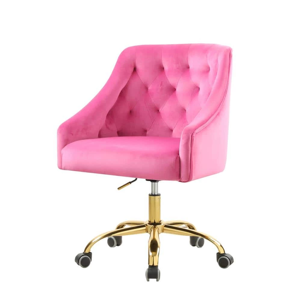 Rose Carmine Velvet Upholstered Swivel Task Chair by HOMEFUN 9 Rose Carmine Velvet Upholstered Swivel Task Chair by HOMEFUN - Image 7