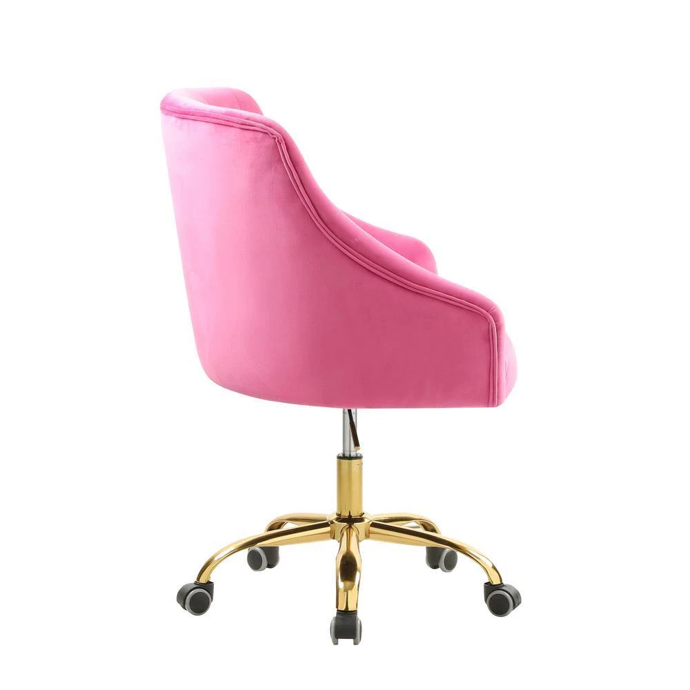 Rose Carmine Velvet Upholstered Swivel Task Chair by HOMEFUN 5 Rose Carmine Velvet Upholstered Swivel Task Chair by HOMEFUN - Image 3