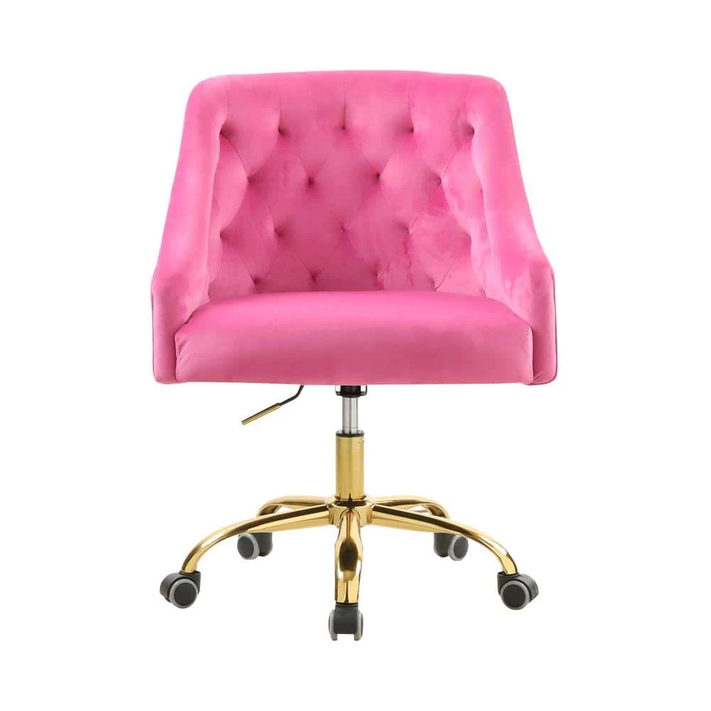 Rose Carmine Velvet Upholstered Swivel Task Chair by HOMEFUN 8 Rose Carmine Velvet Upholstered Swivel Task Chair by HOMEFUN - Image 6