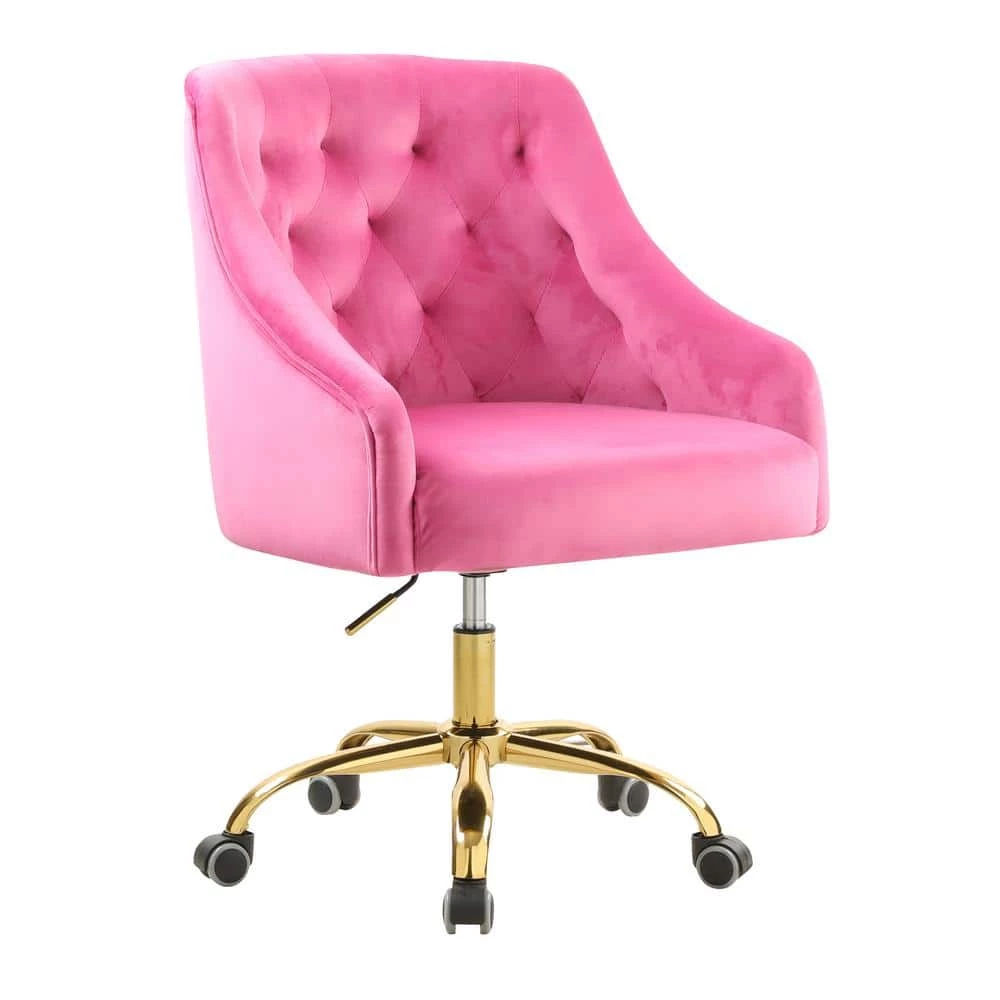 Rose Carmine Velvet Upholstered Swivel Task Chair by HOMEFUN 3 Rose Carmine Velvet Upholstered Swivel Task Chair by HOMEFUN