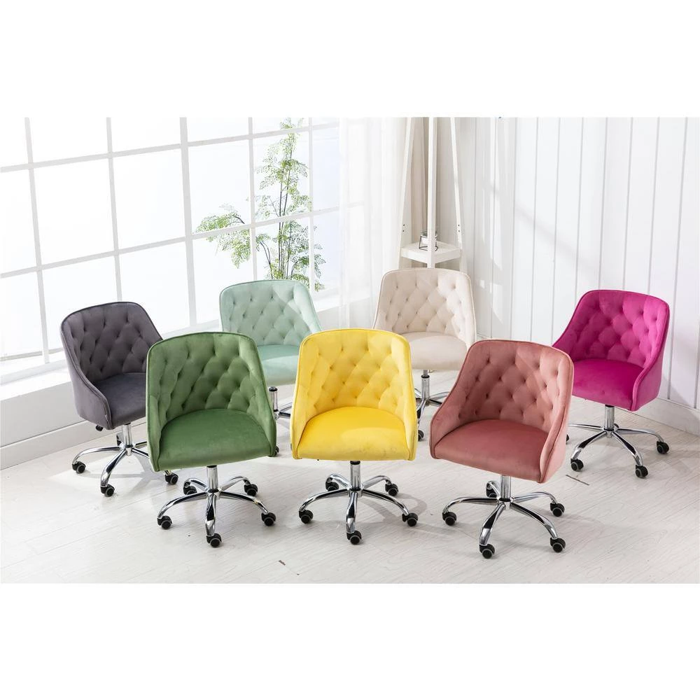 Rose Red Modern Leisure Velvet Upholstered Swivel Task Chair by HOMEFUN 9 Rose Red Modern Leisure Velvet Upholstered Swivel Task Chair by HOMEFUN - Image 7