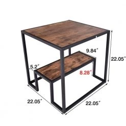 22 in.Modern Rustic Brown Oak Wooden Top Nesting End Table with 2-Tier by HOMEFUN -Cheap LR Home Store rustic brown homefun nesting tables hfhdsn 050rb 44 1000