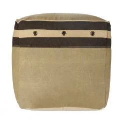 20 in. Tan/Brown Rustic Farmhouse Striped Border Pouf by LR Home -Cheap LR Home Store tan brown lr home ottomans poufs34002mlt1818 4f 1000