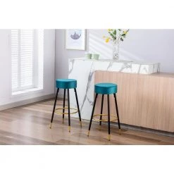 30 in. Teal Metal Frame Bar Stool with Velvet Seat (Set of 2) by HOMEFUN 19 30 in. Teal Metal Frame Bar Stool with Velvet Seat (Set of 2) by HOMEFUN -Cheap LR Home Store teal homefun bar stools hfhdof 052tl 31 1000