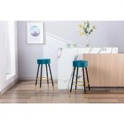 30 in. Teal Metal Frame Bar Stool with Velvet Seat (Set of 2) by HOMEFUN 14 30 in. Teal Metal Frame Bar Stool with Velvet Seat (Set of 2) by HOMEFUN -Cheap LR Home Store teal homefun bar stools hfhdof 052tl c3 1000