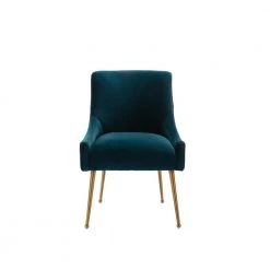 Cheap LR Home Store 38 Teal Modern Velvet Upholstered Dining Chair with Metal Legs by HOMEFUN
