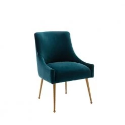 Teal Modern Velvet Upholstered Dining Chair with Metal Legs by HOMEFUN -Cheap LR Home Store teal homefun dining chairs hfhdsn 120tl c3 1000