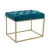 Teal Golden Metal Base Bench Button Tufted Square Ottoman by HOMEFUN -Cheap LR Home Store teal homefun rockers gliders ottomans hfhdsn 867tl 64 1000