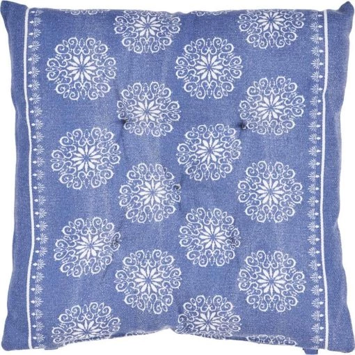 Intricate Blue / Ivory Floral Twilight 17 in. L x 17 in. W x 2 in. H Chair Pad ( Set of 2 ) by LR Home 1 Intricate Blue / Ivory Floral Twilight 17 in. L x 17 in. W x 2 in. H Chair Pad ( Set of 2 ) by LR Home -Cheap LR Home Store twilight blue ivory lr home chair pads 0chpd05242twb1515 64 1000