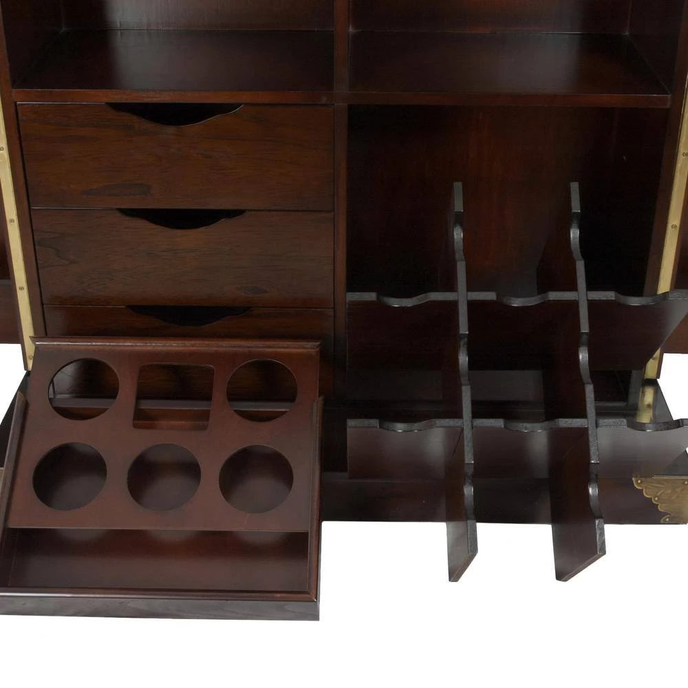 Walnut Korean Antique Style Liquor Cabinet Wine Bar Cabinet by Oriental Furniture 5 Walnut Korean Antique Style Liquor Cabinet Wine Bar Cabinet by Oriental Furniture - Image 3