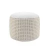Handcrafted White / Beige Dashing Geometric Natural Jute Pouf by LR Home -Cheap LR Home Store white beige lr home ottomans poufs34029ntw1612 64 1000