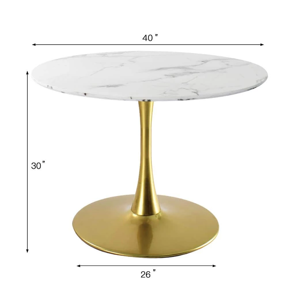 Faux Marble White Round Pedestal Table by Elevens 7 Faux Marble White Round Pedestal Table by Elevens - Image 5