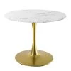 Faux Marble White Round Pedestal Table by Elevens -Cheap LR Home Store white elevens kitchen dining tables harris 64 1000