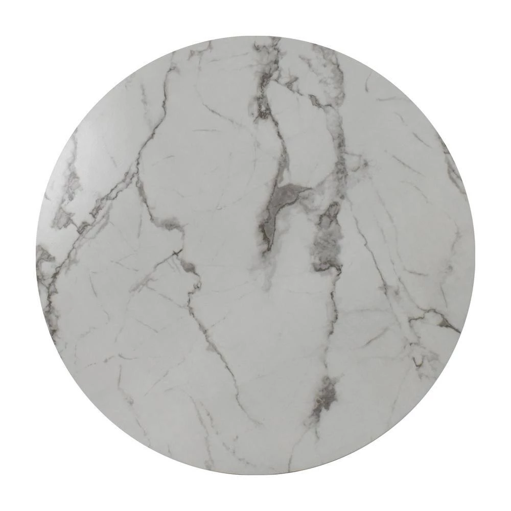 Faux Marble White Round Pedestal Table by Elevens 5 Faux Marble White Round Pedestal Table by Elevens - Image 3