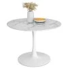 40 in. x 40 in. Round White Pedestal Faux Marble Dining Table by Elevens -Cheap LR Home Store white elevens kitchen dining tables harris white 64 1000