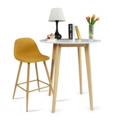 32 in. x 32 in. x 35 in. Round White Solid Wood MDF Counter Table by Elevens -Cheap LR Home Store white elevens kitchen dining tables norman counter 31 1000