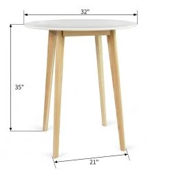 32 in. x 32 in. x 35 in. Round White Solid Wood MDF Counter Table by Elevens -Cheap LR Home Store white elevens kitchen dining tables norman counter c3 1000
