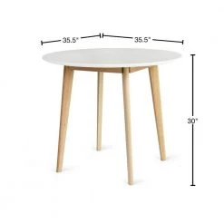 35.5 in. x 35.5 in. Round White Pine Solid Wood MDF Dining Table by Elevens -Cheap LR Home Store white elevens kitchen dining tables norman dining 40 1000