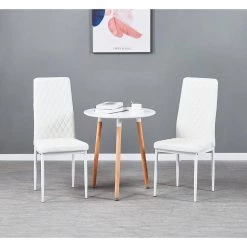 White Modern Leather Upholstered Diamond Grid Pattern Dining Chair with Metal Legs (Set of 6) by HOMEFUN -Cheap LR Home Store white homefun dining chairs hfhdsn 030wh 6 4f 1000