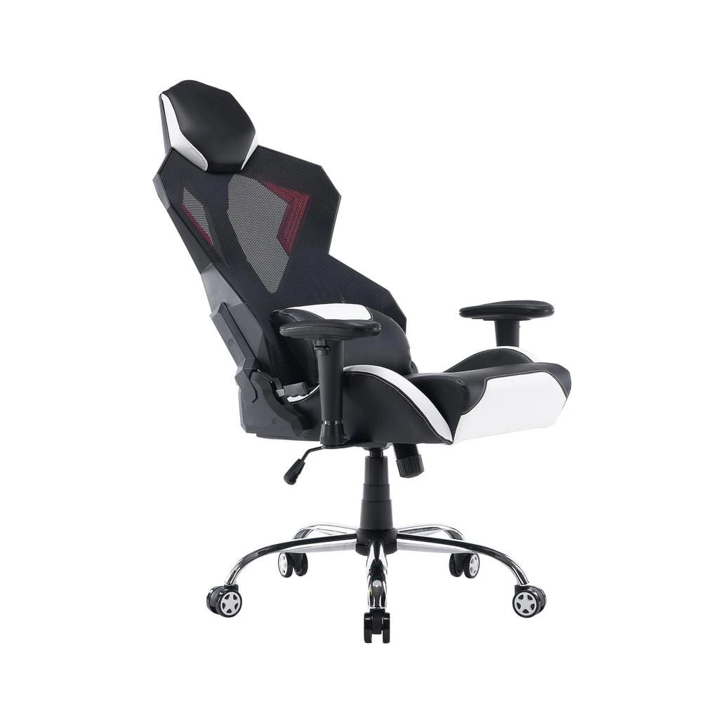 White Mesh Gaming Chair with Lumbar Support by HOMEFUN 8 White Mesh Gaming Chair with Lumbar Support by HOMEFUN - Image 6