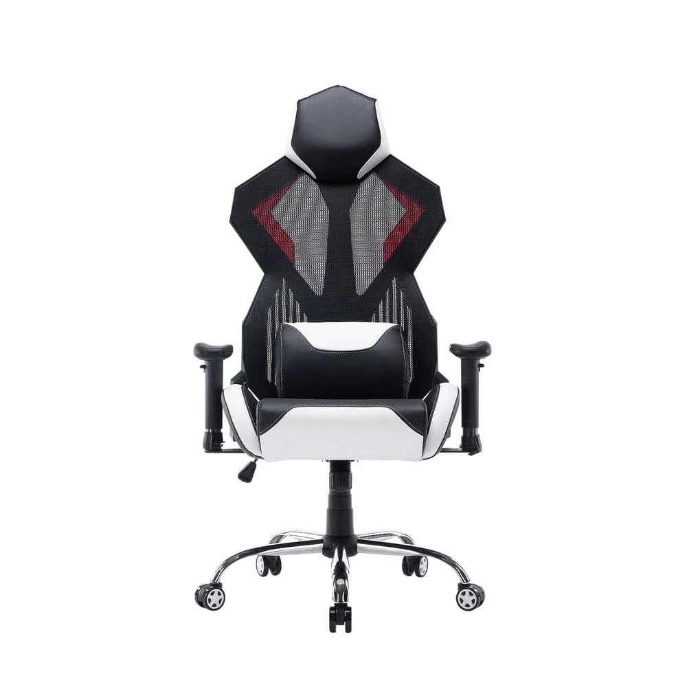 White Mesh Gaming Chair with Lumbar Support by HOMEFUN 3 White Mesh Gaming Chair with Lumbar Support by HOMEFUN