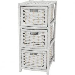 3-Drawer White Natural Fiber Occasional Trunk by Oriental Furniture