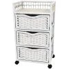 3-Drawer White Wheeled Natural Fiber Trunk by Oriental Furniture -Cheap LR Home Store white oriental furniture accent cabinets jh09 069 3 wht 64 1000