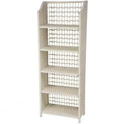 White 5-Shelf Natural Fiber Shelving Trunk by Oriental Furniture