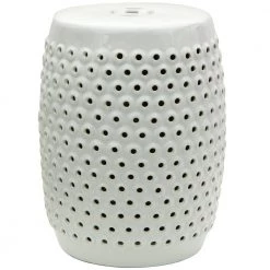 White Porcelain Ottoman by Oriental Furniture