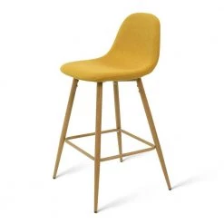 Yellow Fabric Upholstered Low Back 25 in. Seat Height Metal Frame Counter Stool (Set of 2)(19 in. W x 36 in. H) by Elevens -Cheap LR Home Store yellow elevens bar stools spoon counter yellow 4f 1000