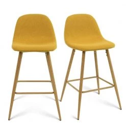 Cheap LR Home Store 25 Yellow Fabric Upholstered Low Back 25 in. Seat Height Metal Frame Counter Stool (Set of 2)(19 in. W x 36 in. H) by Elevens