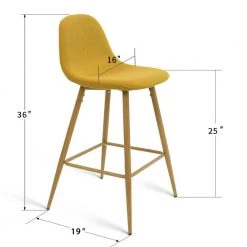Yellow Fabric Upholstered Low Back 25 in. Seat Height Metal Frame Counter Stool (Set of 2)(19 in. W x 36 in. H) by Elevens -Cheap LR Home Store yellow elevens bar stools spoon counter yellow c3 1000