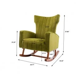 Yellow Green Modern Velvet Upholstered Wingback Rocking Armchair with Wood Base by HOMEFUN -Cheap LR Home Store yellow green homefun accent chairs hfhdsn 199yg 44 1000