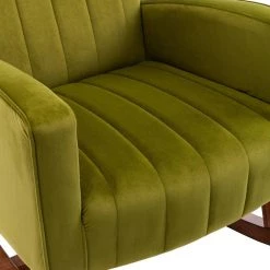 Yellow Green Modern Velvet Upholstered Wingback Rocking Armchair with Wood Base by HOMEFUN -Cheap LR Home Store yellow green homefun accent chairs hfhdsn 199yg fa 1000