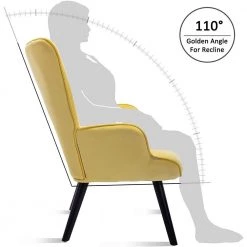 Yellow Velvet Wingback Accent Chair with Wooden Legs by HOMEFUN -Cheap LR Home Store yellow homefun accent chairs hfhdsn 823ye fa 1000