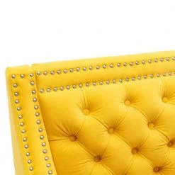 Yellow Modern Velvet Upholstery Accent Chair with Nailheads and Solid Wood Legs by HOMEFUN -Cheap LR Home Store yellow homefun accent chairs hfhdsn 860ye 1f 1000