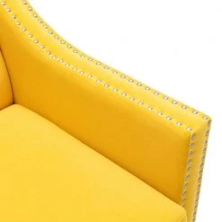 Yellow Modern Velvet Upholstery Accent Chair with Nailheads and Solid Wood Legs by HOMEFUN -Cheap LR Home Store yellow homefun accent chairs hfhdsn 860ye fa 1000
