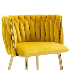 Modern Yellow Velvet Leisure Dining Chair with Metal Legs (Set of 2) by HOMEFUN -Cheap LR Home Store yellow homefun dining chairs hfhdsn 903ye 1f 1000