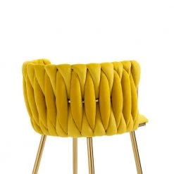 Modern Yellow Velvet Leisure Dining Chair with Metal Legs (Set of 2) by HOMEFUN -Cheap LR Home Store yellow homefun dining chairs hfhdsn 903ye 44 1000