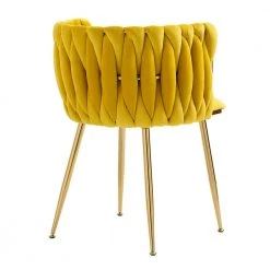 Modern Yellow Velvet Leisure Dining Chair with Metal Legs (Set of 2) by HOMEFUN -Cheap LR Home Store yellow homefun dining chairs hfhdsn 903ye 4f 1000